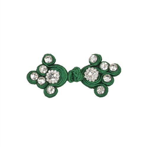 Lot de 5 brandebourgs textile strass 75mm vert sapin