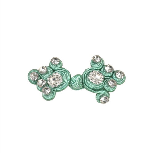 Brandebourg textile strass 75mm vert clair