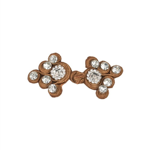 Brandebourg textile strass 75mm marron havane
