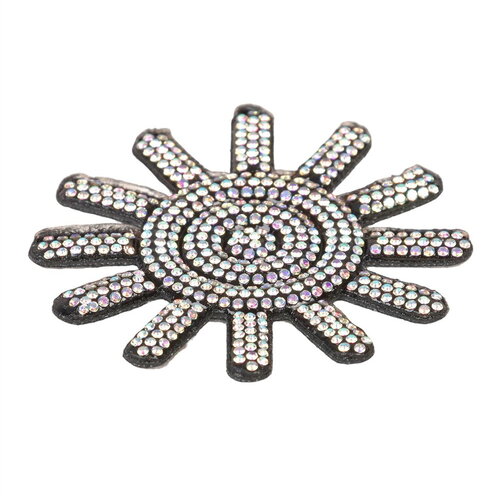 Motif soleils perles thermocollant 65mm noir
