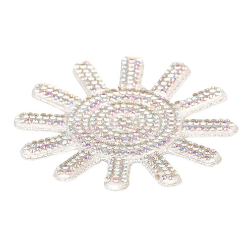 Motif soleils perles thermocollant 65mm argent