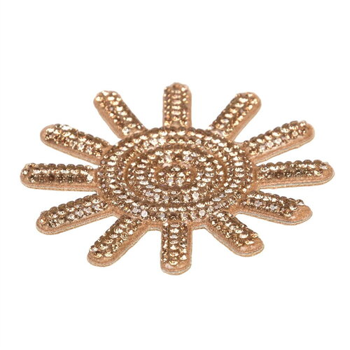Motif soleils perles thermocollant 65mm or