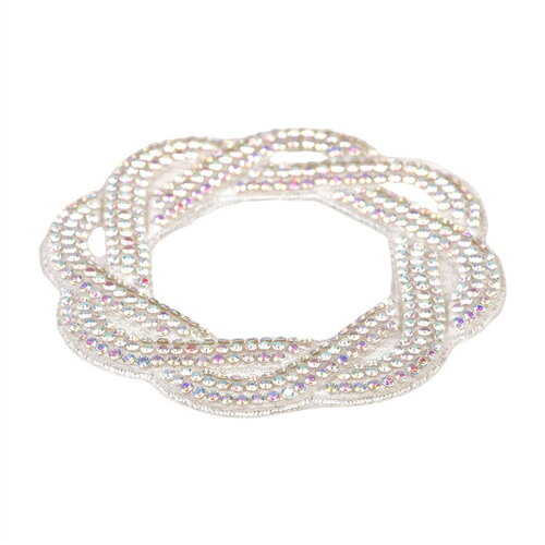 Motif entrelacs perles thermocollant 60mm argent