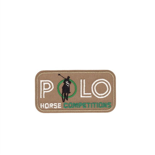 Lot de 3 écussons thermocollants polo horse compétitions beige 5,4cm x 2,9cm