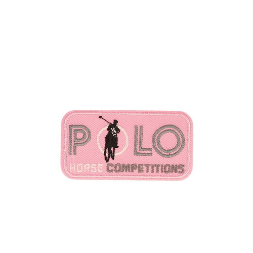 Lot de 3 écussons thermocollants polo horse compétitions rose 5,4cm x 2,9cm
