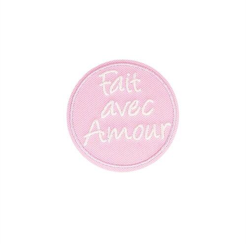 Lot de 3 écussons thermocollants à messages fait avec amour 4,5cm x 4,5cm