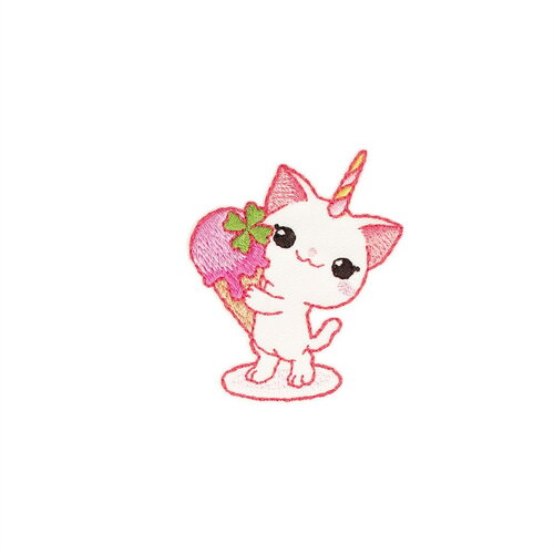 Lot de 3 écussons thermocollants chat licorne glace 4,5cm x 3,8cm