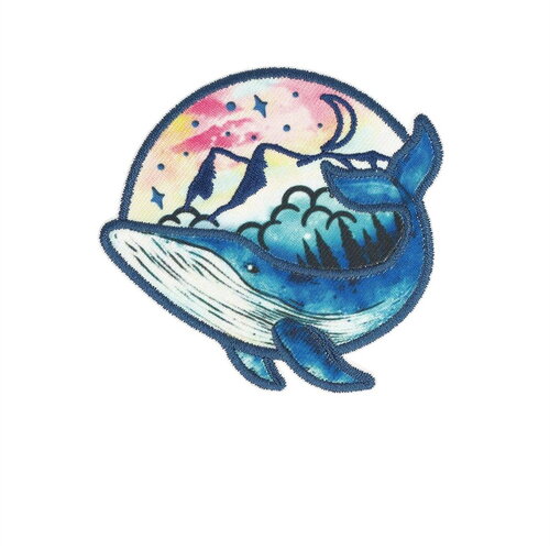 Lot de 3 écussons thermocollants baleine montagne 6,3cm x 6,1cm