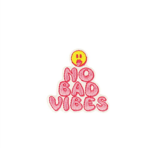 Ecusson thermocollant no bad vibes/good mood no bad vibes 4,6cm x 4,9cm