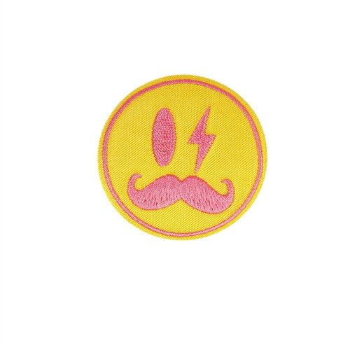 Ecusson thermocollant sourires moustache 4,7cm x 4,7cm