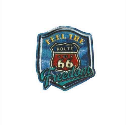 Ecusson thermocollant facon denim feel the freedom 5,4cm x 5cm