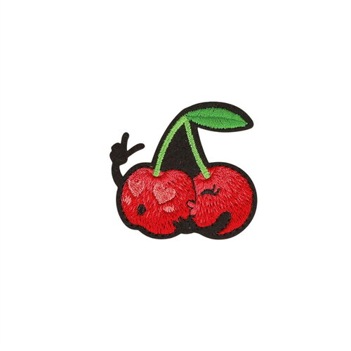 Ecusson thermocollant amis rigolos cerises 4,3cm x 4,3cm