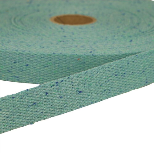 Bobine 20m sangle chinée bleu canard