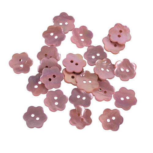 Bouton fleur en nacre couleur rose