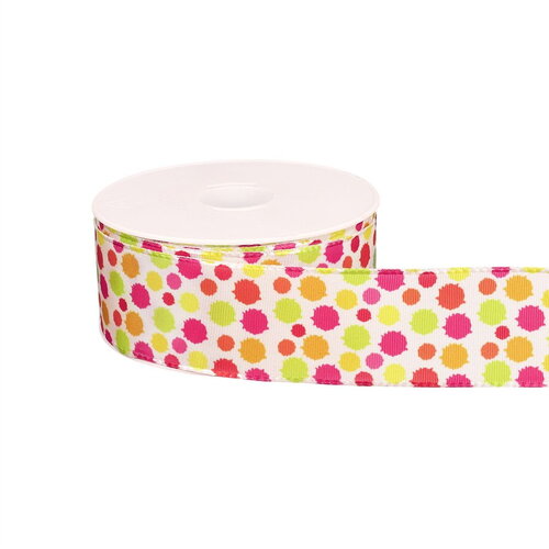 Bobine 20m ruban confettis laitonné blanc