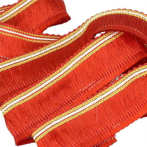 Galon franges 30mm rouge au mètre