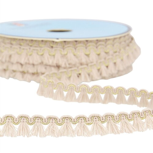 Galon franges 12mm beige au mètre