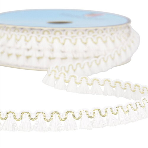 Galon franges 12mm blanc au mètre