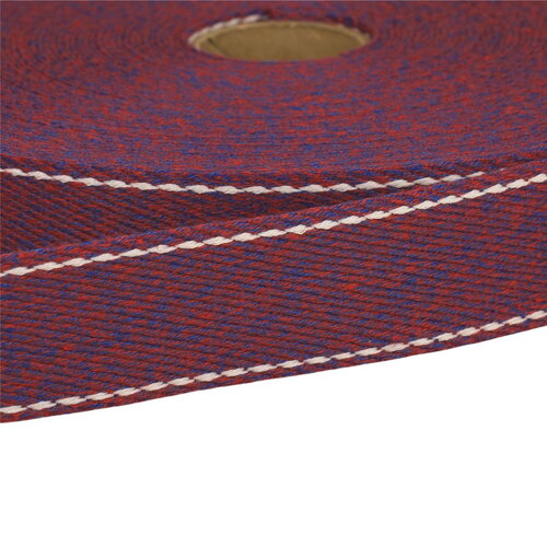 Sangle chinée point sellier 30mm prune au mètre