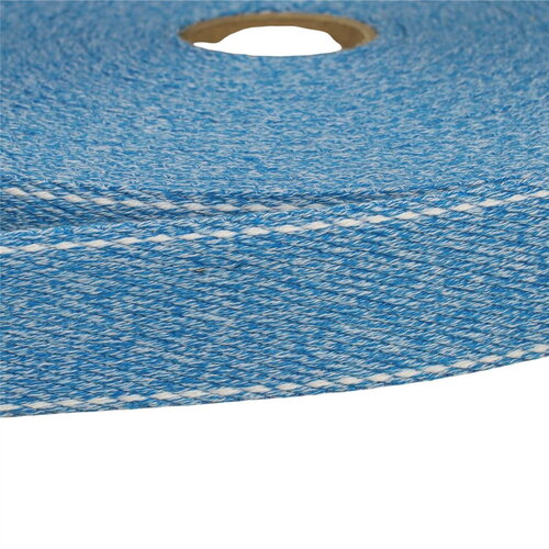 Sangle chinée point sellier 30mm bleu lavande au mètre