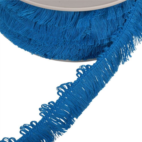 Frange picots 25mm bleu acier au mètre