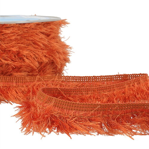 Frange fluffy 40mm rouille au mètre