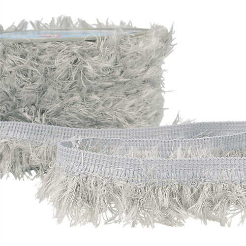 Frange fluffy 40mm gris moyen au mètre