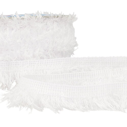 Frange fluffy 40mm blanc au mètre