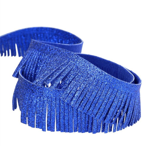 Frange métallique 30mm bleu roi au mètre