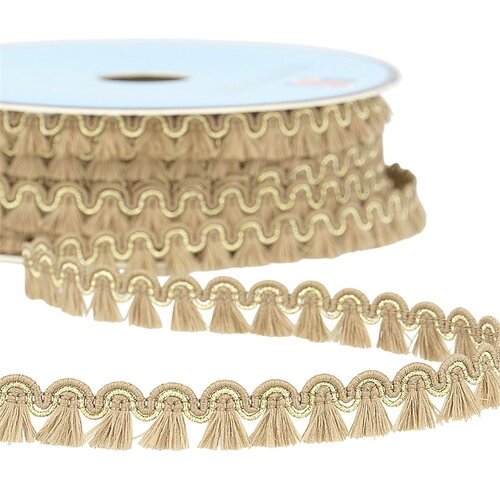Bobine 25m galon franges 12mm taupe