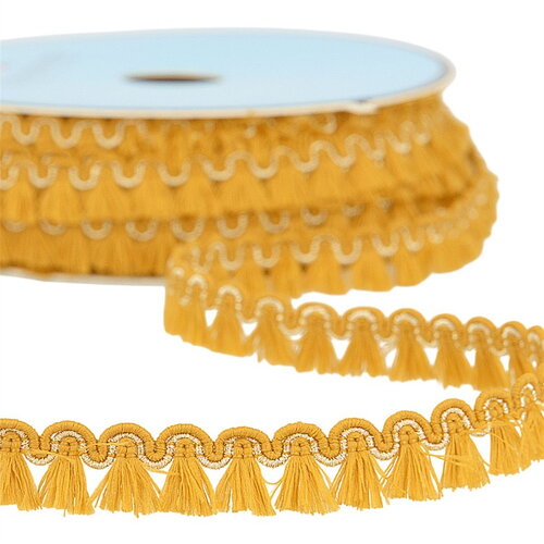 Bobine 25m galon franges 12mm moutarde
