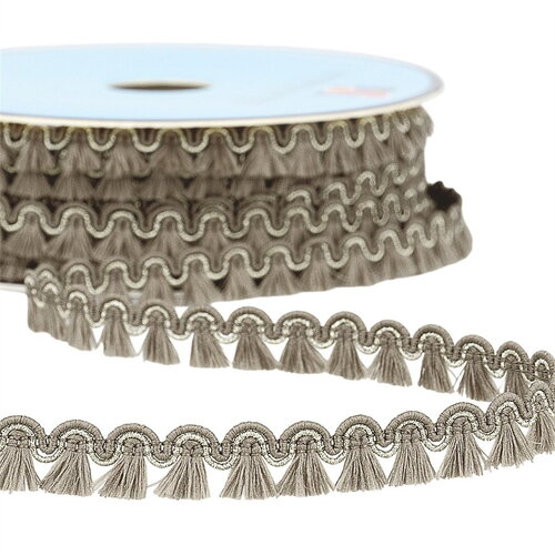 Bobine 25m galon franges 12mm gris moyen