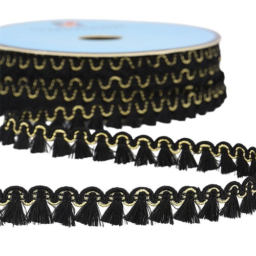 Bobine 25m galon franges 12mm noir