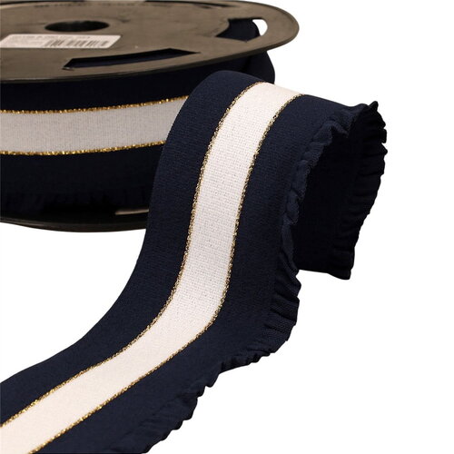 Bobine 10m élastique monte jupe bandes métal 60mm bleu marine