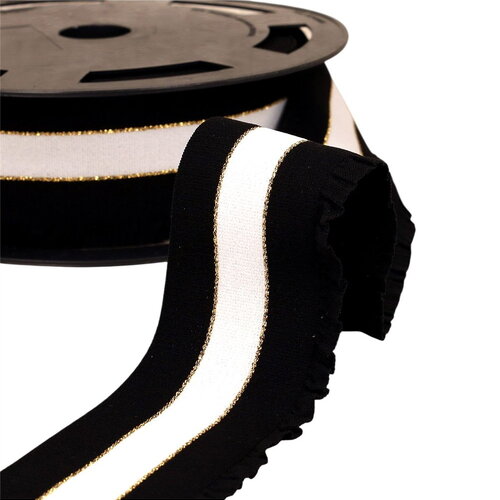 Bobine 10m élastique monte jupe bandes métal 60mm noir