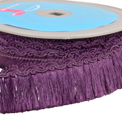 Bobine 10m frange avec galon festonné 34mm violet