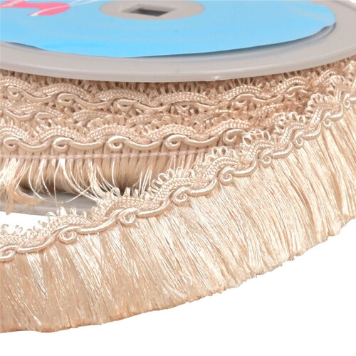 Bobine 10m frange avec galon festonné 34mm beige