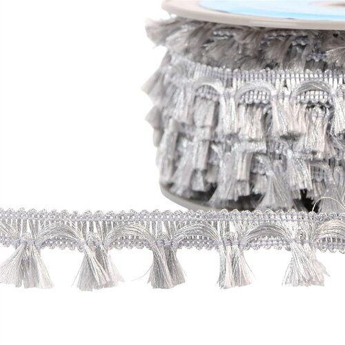 Bobine 25m frange chinée métal 21mm argent