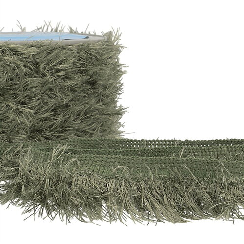 Bobine 20m frange fluffy 40mm kaki