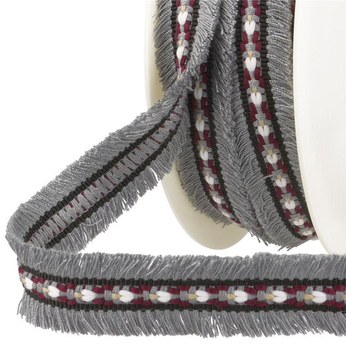 Bobine 20m double frangette 25mm gris moyen