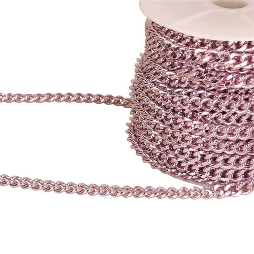 Bobine 15m chaîne aluminium 7mm rose