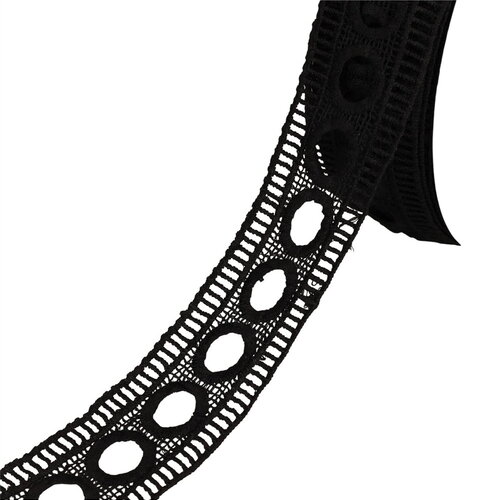 Bobine 17,7m guipure passe rubans 45mm noir