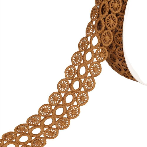 Bobine 17,7m guipure cercles 3 rangs 40mm beige