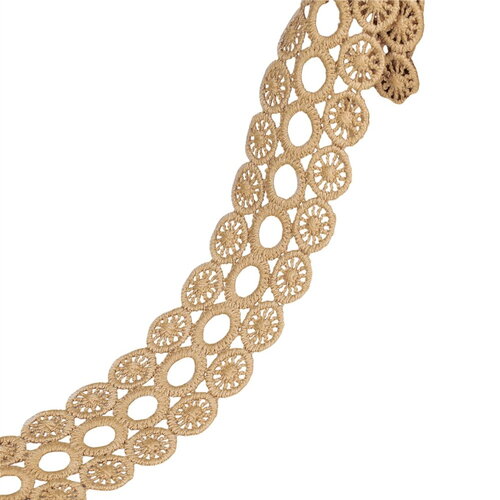 Bobine 17,7m guipure cercles 3 rangs 40mm beige