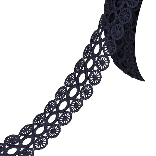 Bobine 17,7m guipure cercles 3 rangs 40mm bleu