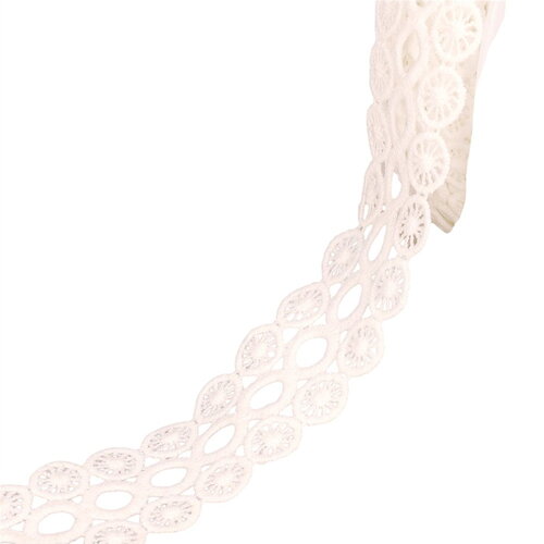 Bobine 17,7m guipure cercles 3 rangs 40mm blanc