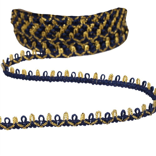 Bobine 25m galon bouclettes métalliques 10mm bleu