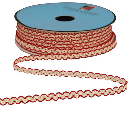 Bobine 25m galon croquet festonné 7mm rouge