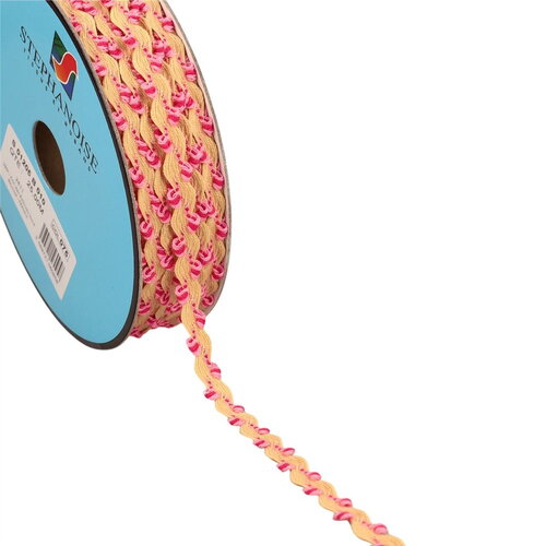 Bobine 25m serpentine festonnée 10mm rose