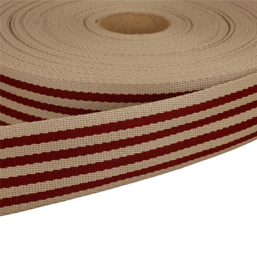 Bobine 20m sangle stripe bicolore 40mm rouge